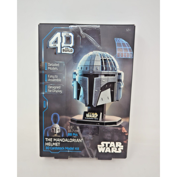 4D Build Star Wars Mandalorian Helmet 3D Cardstock Model Kit 88 Pcs Star Wars - Picture 1 of 3